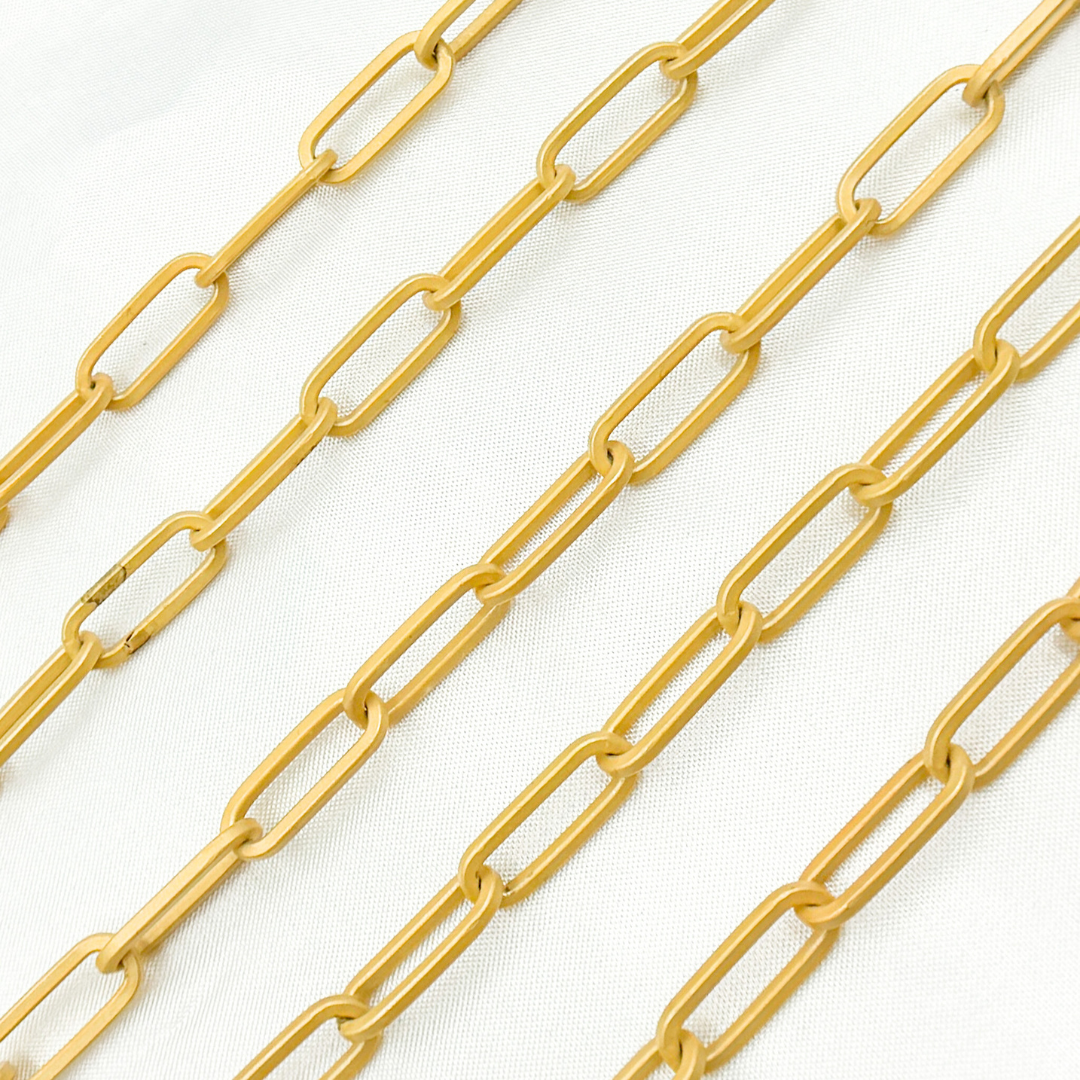 Gold Plated Matt 925 Sterling Silver Flat Paperclip Chains
