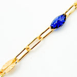 Load image into Gallery viewer, V295BLGF. 14K Gold Filled Blue Color Enamel with Paperclip and Diamond Cut Marina Links