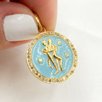 Load image into Gallery viewer, DP610A. Diamond Sterling Silver Round Gemini Zodiac Enamel Pendant
