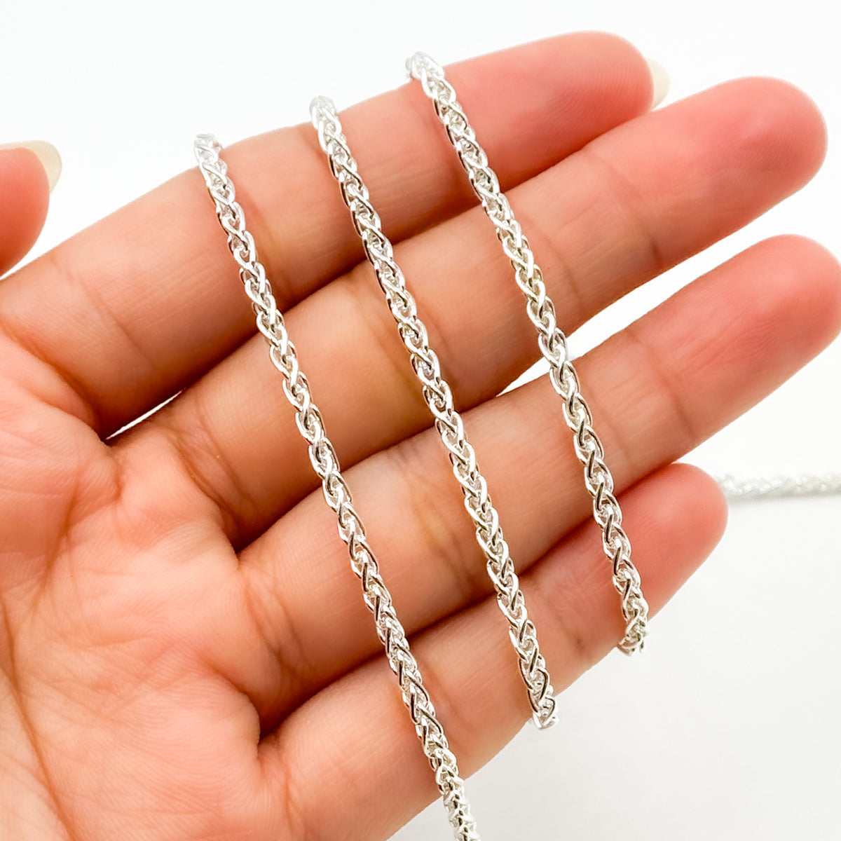 473SS. 925 Sterling Silver Wheat Chain