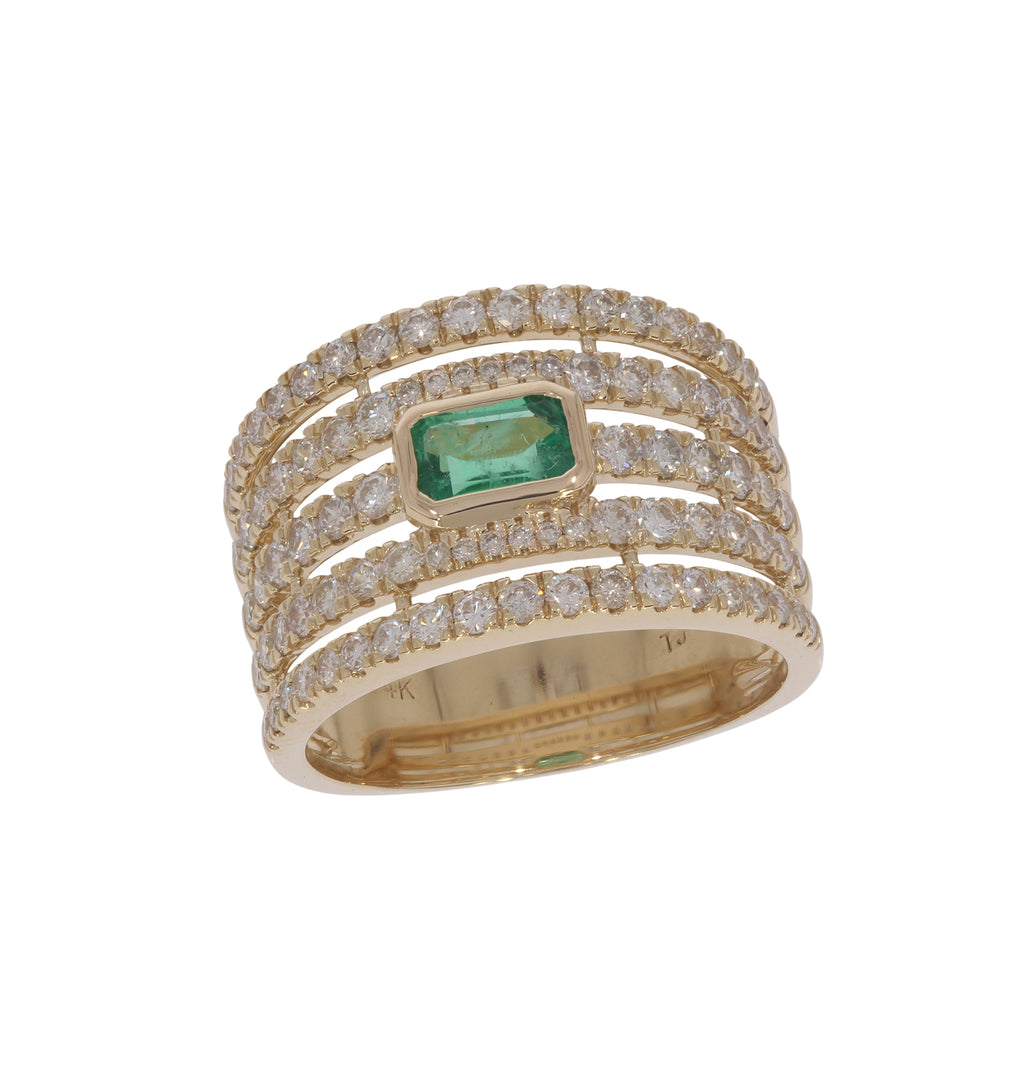 CR97487-6X4. 14K Solid Gold Diamond and Gemstone Ring