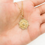 Load image into Gallery viewer, 14K Solid Gold Diamond Sun Shape Charm with Star in the Center in Gemstones. GDP547
