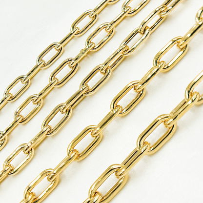 Gold Plated 925 Sterling Silver Smooth Hollow Paperclip