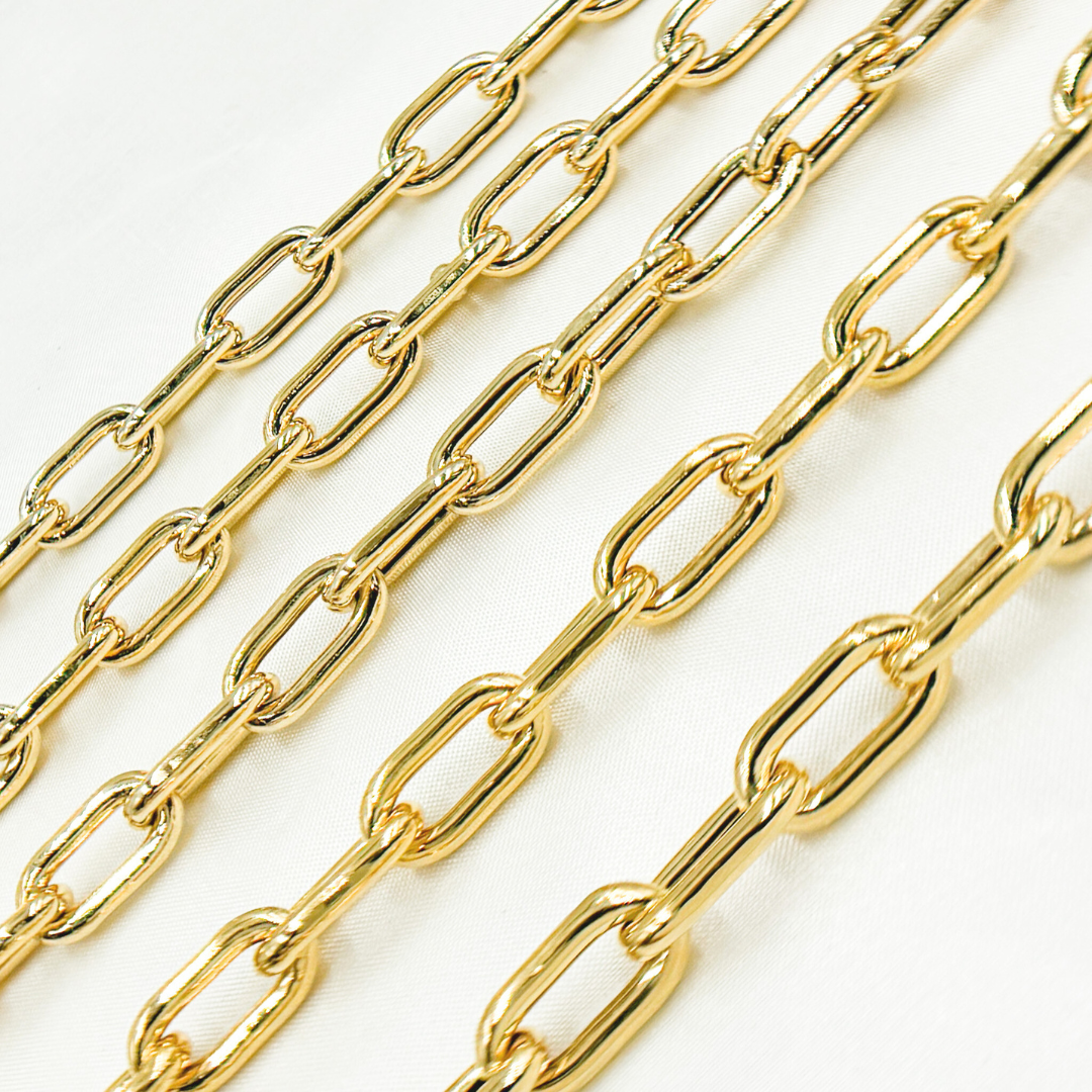 Gold Plated 925 Sterling Silver Smooth Hollow Paperclip