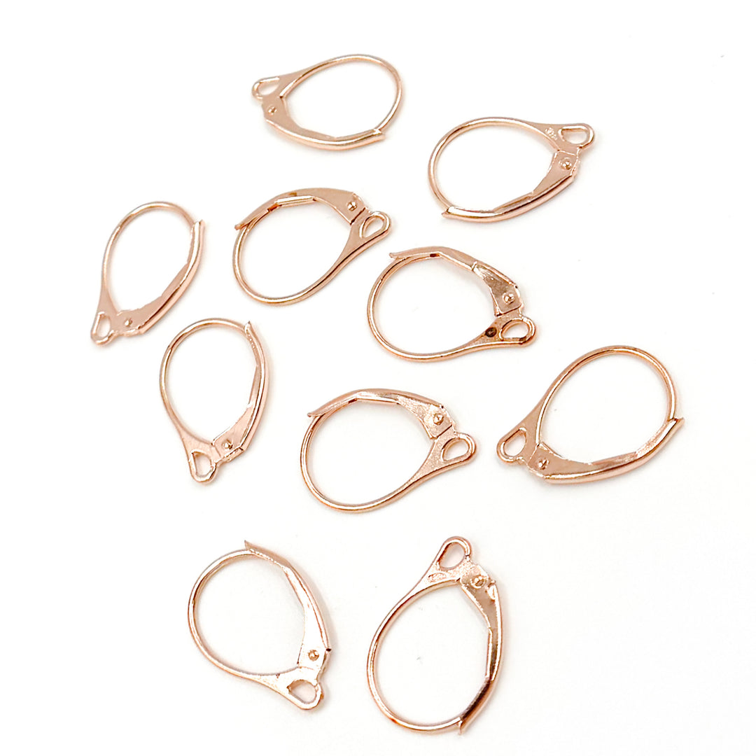 LB0RGP. Rose Gold Plated Plain Leverback with Ring Ear Wire