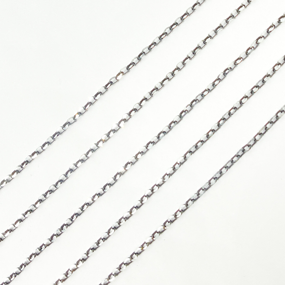 Black Rhodium 925 Sterling Silver Diamond Cut Rolo Chain. X4SBDC