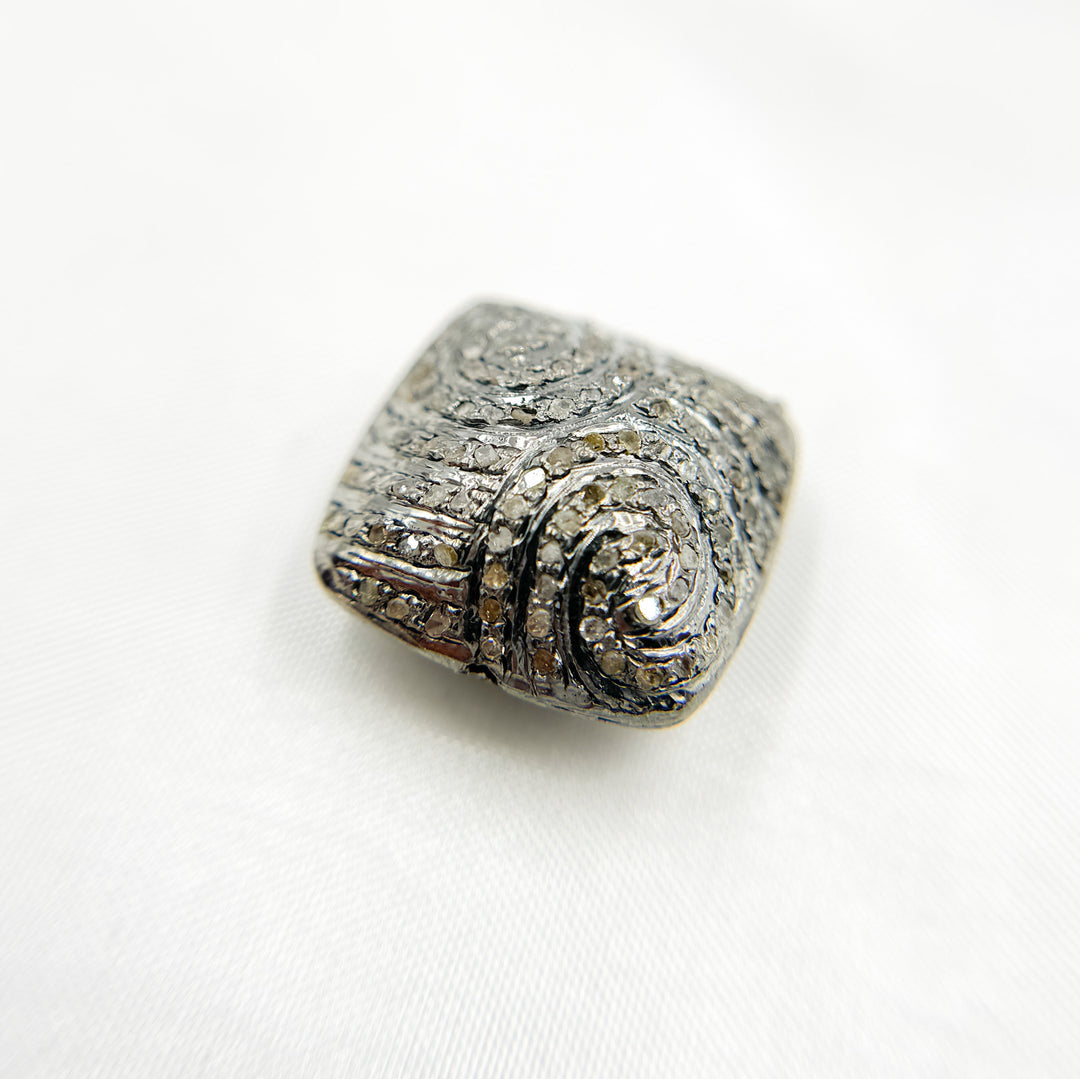 DC847. Diamond & Sterling Silver Square Bead