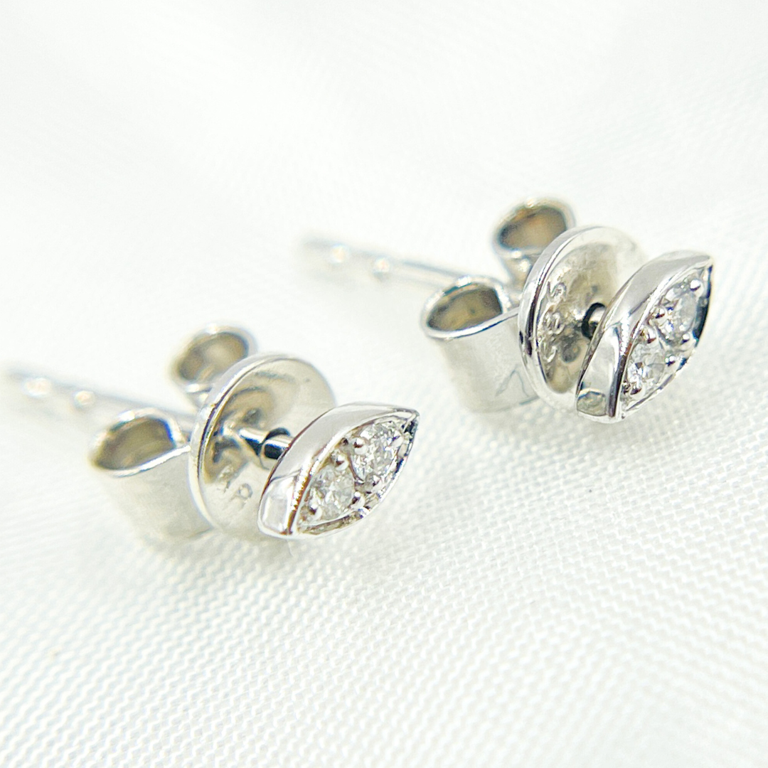ER115071W. 14k Solid White Gold Eye Studs