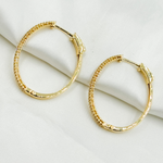 Load image into Gallery viewer, EHL56931. 14k Solid Gold Diamond Oval Hoops
