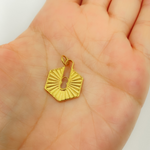 Load image into Gallery viewer, 14K Solid Gold Charm. Hexagonal Pendant with Diamonds. GDP209
