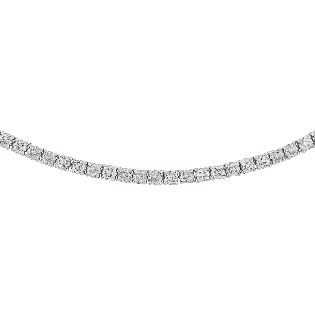 14K Solid White Gold Diamond Tennis Necklace. NFR71713