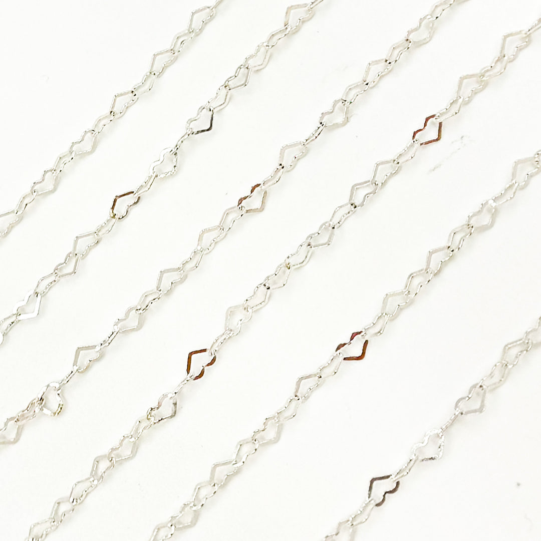 A35F/SPSS. Sterling Silver Flat Heart Link Chain