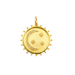 Load image into Gallery viewer, 14K Solid Gold with Diamonds Circle Shape Charm with Moon and Star in the Center. GDP17A
