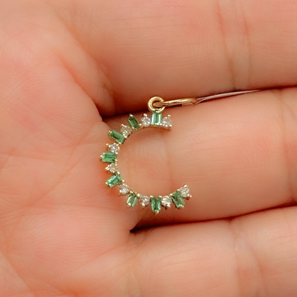 Gold Moon Charm with Diamond and Gemstones