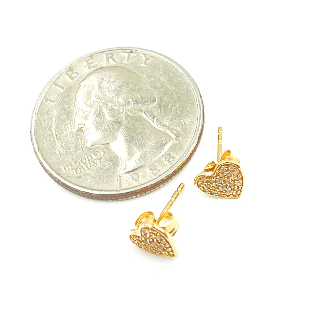 14K Solid Gold and Diamonds Heart Earrings. EFB51529