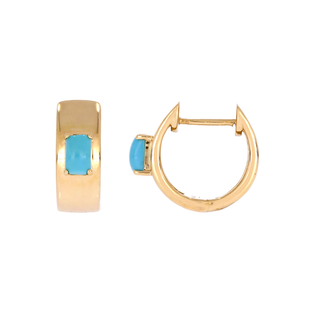 EHZ57585. 14K Solid Gold Gemstone Hoops