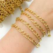 Gold Plated 925 Sterling Silver Hollow Figaro Chain