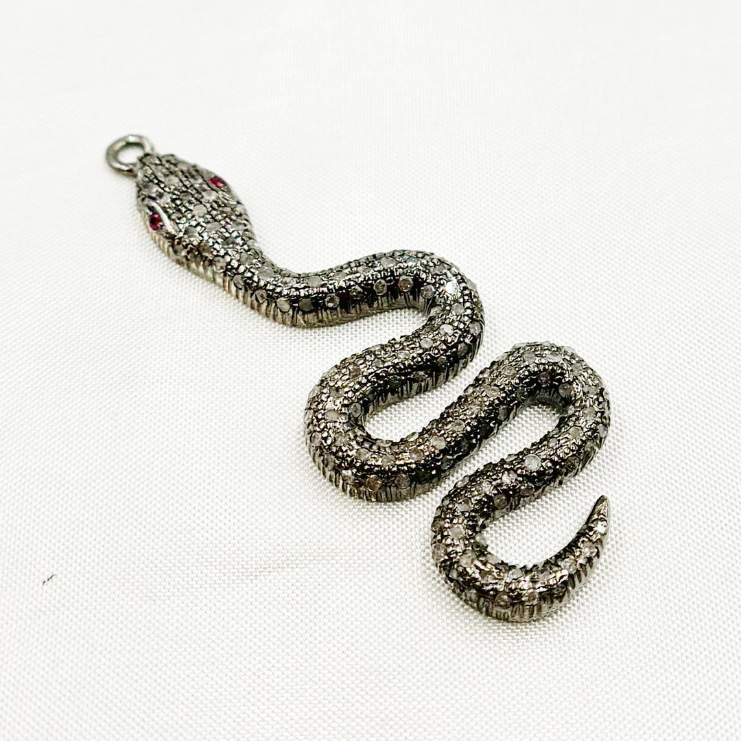 DC472. Diamond Sterling Silver Snake Pendant with Gemstone