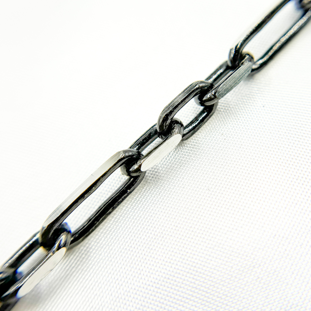 Z103SB. Black Rhodium Sterling Silver Diamond Cut Long & Short Chain