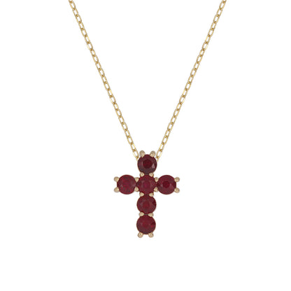CP97251. 14k Solid Gold Gemstone Cross Necklace