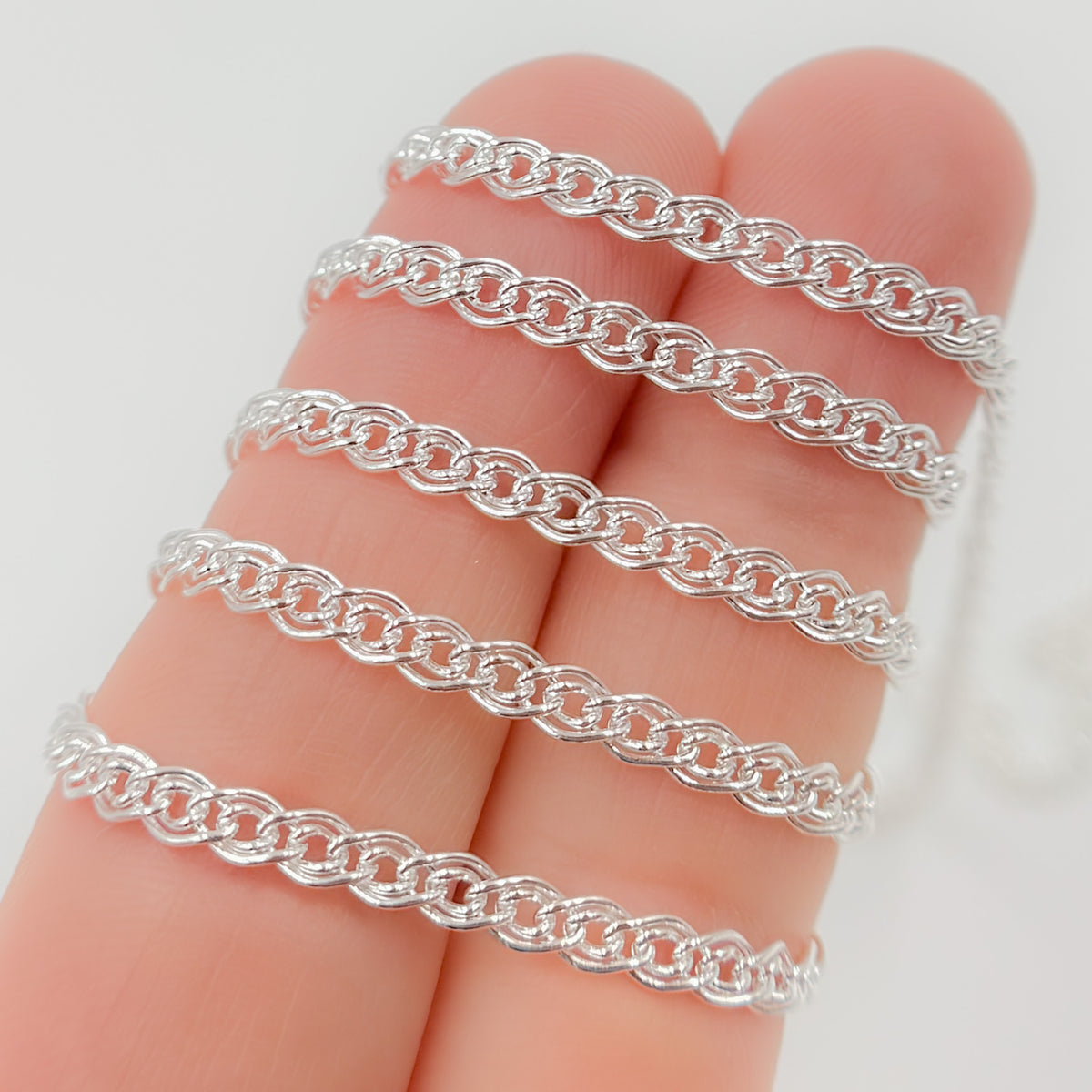 Sterling Silver Double Curb Chains