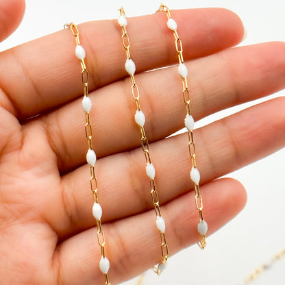 Shop 14k Gold Filled  White Color Enamel Satellite Cable Chains
