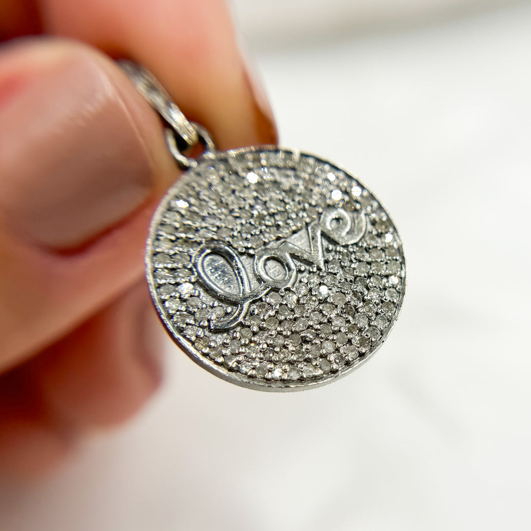 DP077. Diamond Sterling Silver Round Love Pendant