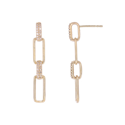 EFE51953. 14K Solid Gold Diamond Dangle Earrings