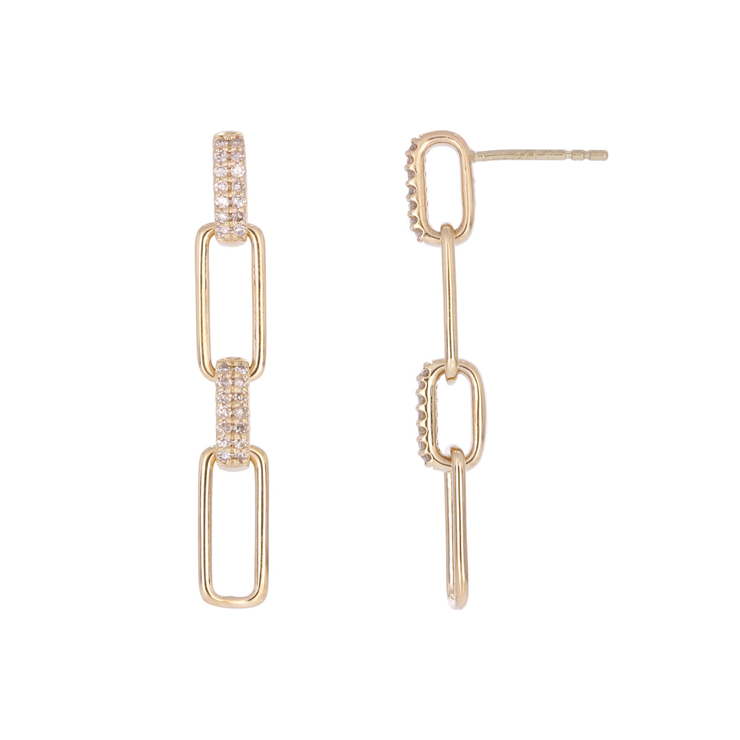 EFE51953. 14K Solid Gold Diamond Dangle Earrings