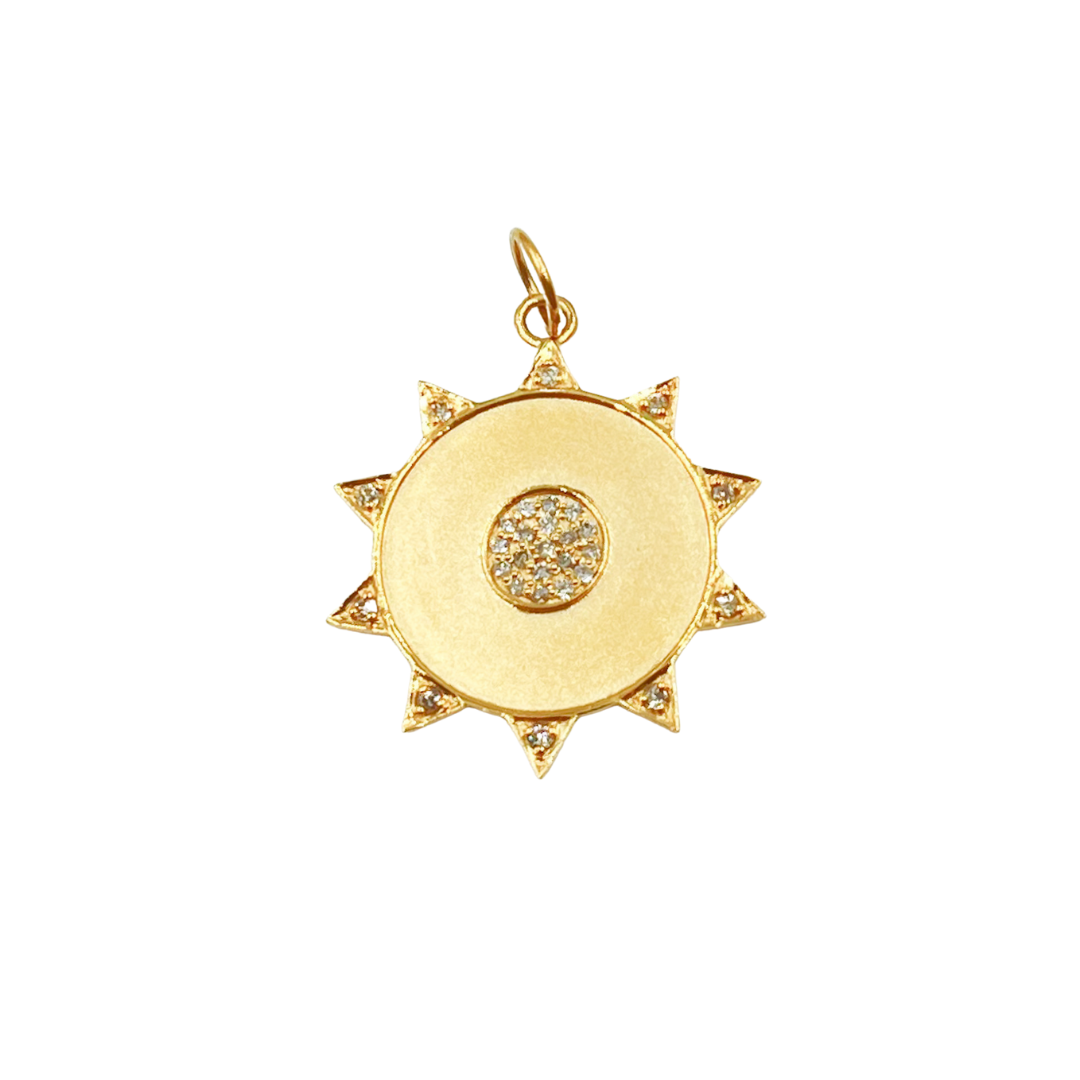 14K Solid Gold with Diamonds Sun Charm. GDP179