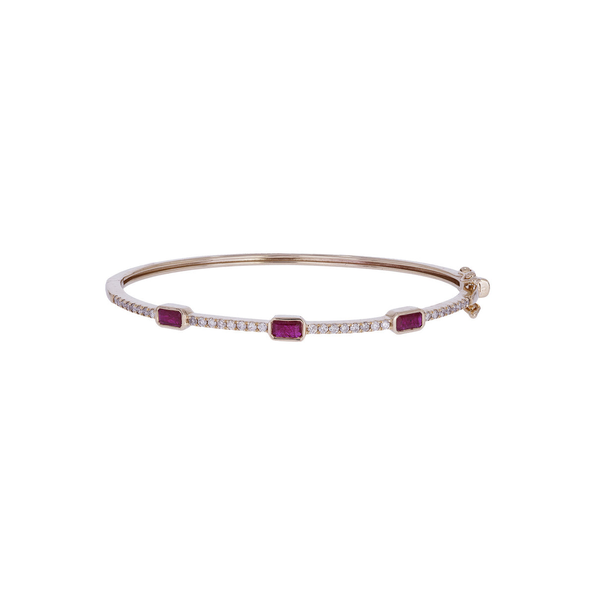 BNG68670. 14K Solid Gold Diamond and Gemstone Bangle