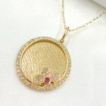 Load image into Gallery viewer, 14K Solid Gold Circle Flower Diamonds &amp; Gemstone. KG166
