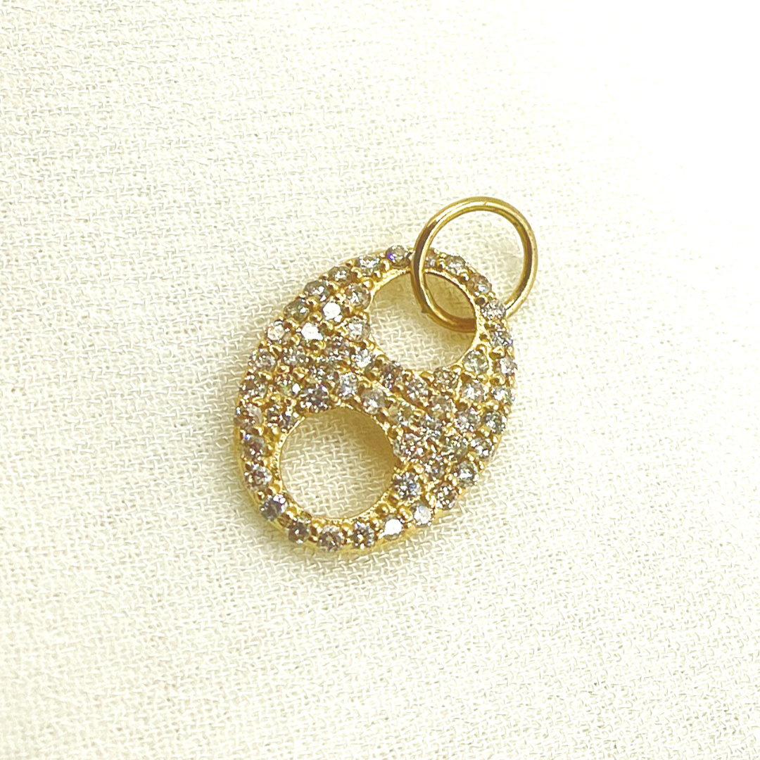 14K Solid Gold Diamond Marina Charm. GDP200