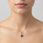 Load image into Gallery viewer, CMF00358B. 14K Solid Gold Blue Natural Diamond Round Charm