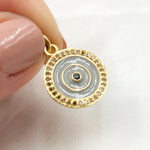 Load image into Gallery viewer, DC233A. Diamond Sterling Silver Round Enamel Charm with Gemstone
