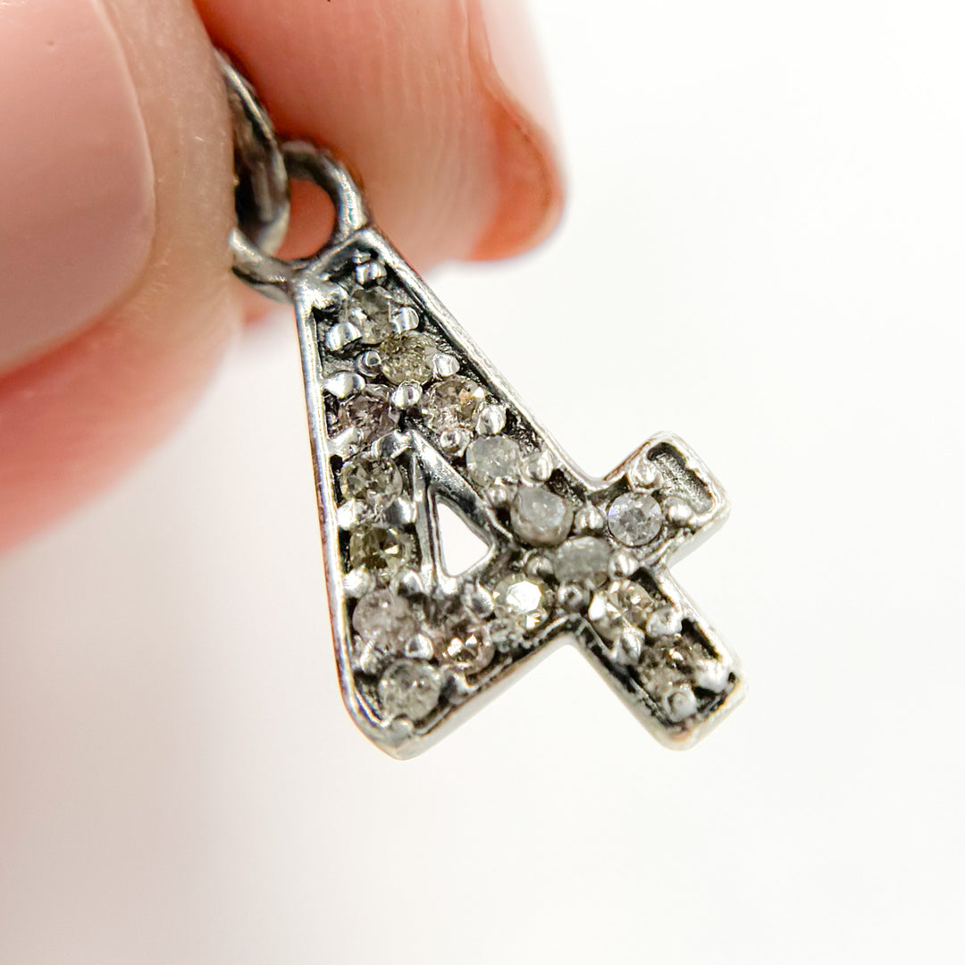 DC189. Diamond Sterling Silver Number "4" Charm