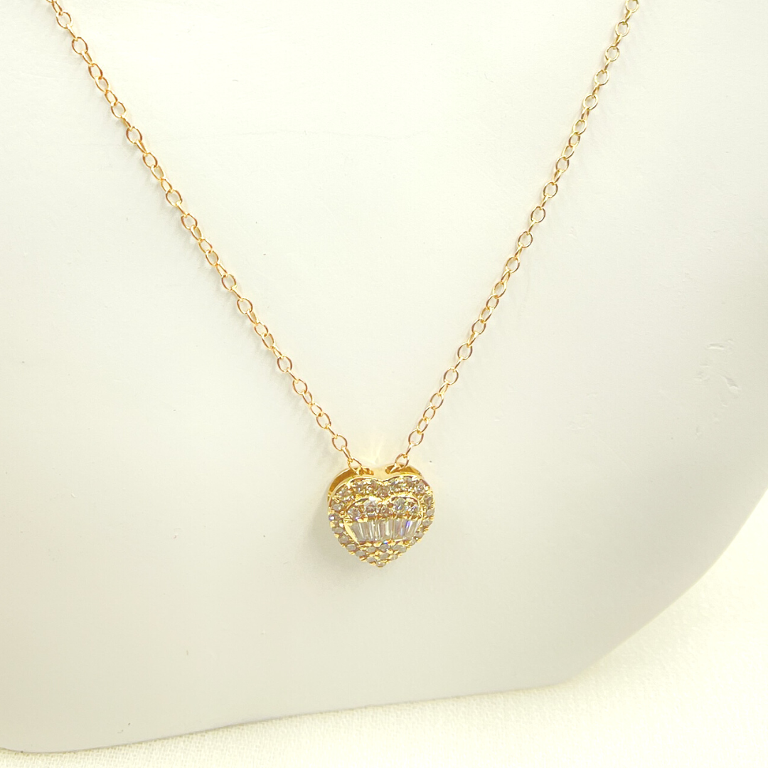 14k Solid Yellow Gold Cable Link Marquise Necklace with Diamonds. PHE38701