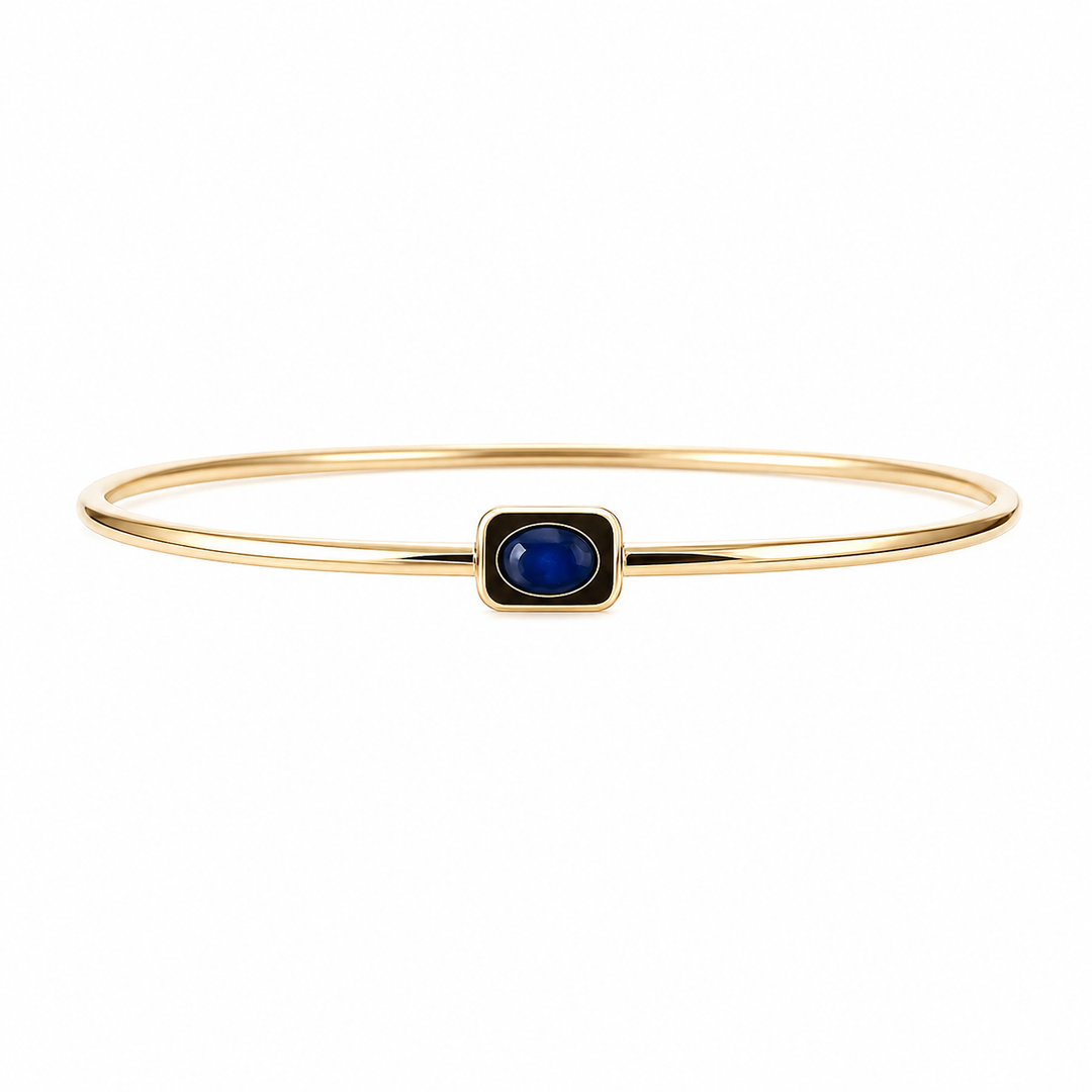 CB96731. 14K Solid Gold Gemstone Bangle