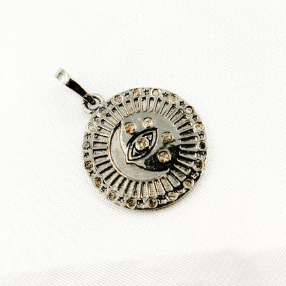Diamond Sterling Silver Round Fancy Pendant