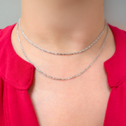 Sterling Silver Sparkle Glitter Margarita Diamond Cut Necklace Chains