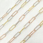 Load image into Gallery viewer, 925 Sterling Silver Tri-color Diamond Cut Paperclip Chain.Y8GRS
