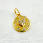 Load image into Gallery viewer, 14K Solid Gold Diamond Round Heart Charm. PFC32632
