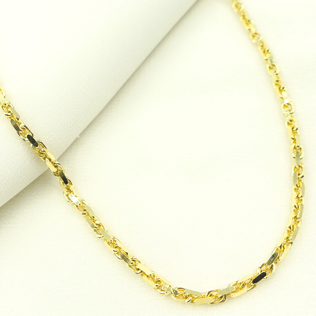 120R04CLH4. 14K Solid Yellow Gold Diamond Cut Box Link Chain