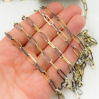 Shop Gold Plated & Black Rhodium Flat Paperclip Chain