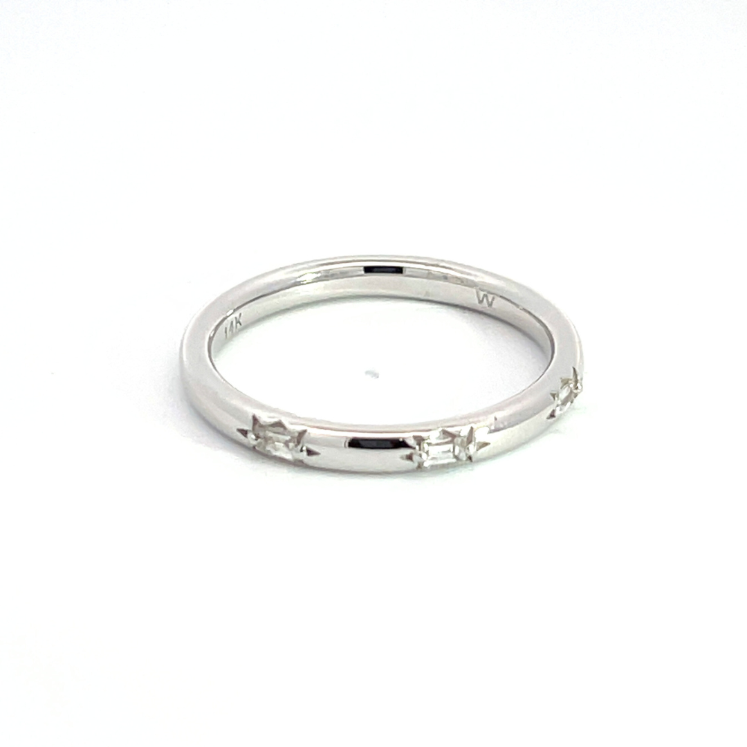 14K Solid Gold Diamond Baguette Ring.