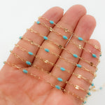 Load image into Gallery viewer, V295TURGF. 14K Gold Filled Turquoise Color Enamel with Paperclip and Diamond Cut Marina Links