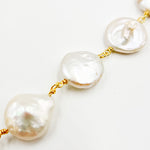 Load image into Gallery viewer, Shop Coin Shape Freshwater Pearl with Gold Plated Sterling Silver Chain
