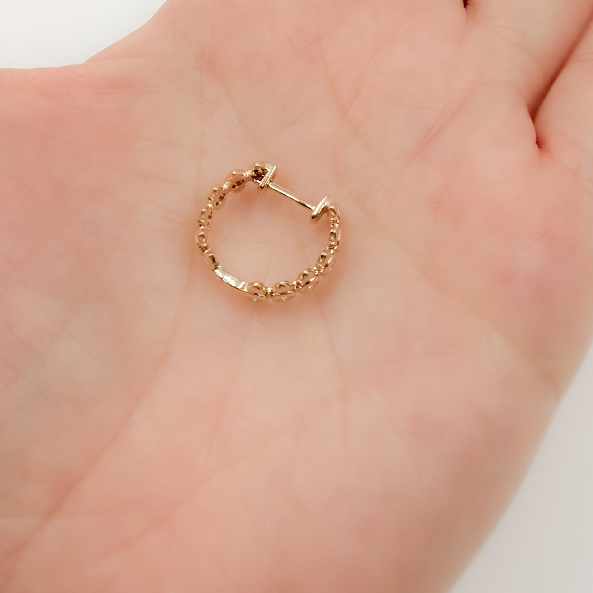 14k Yellow Gold Diamond Fancy Hoop Earrings