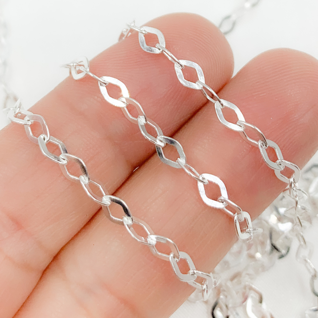 925 Sterling Silver Flat Rhomb Link Chain. Z101SS