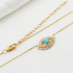 Load image into Gallery viewer, 14K Solid Gold Diamond and Turquoise Eye Necklace. NFG71492TQ
